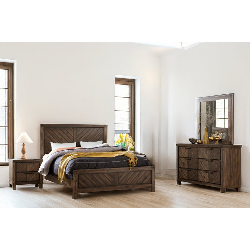 Issy Rustic Cherry Panel Bedroom Set, King