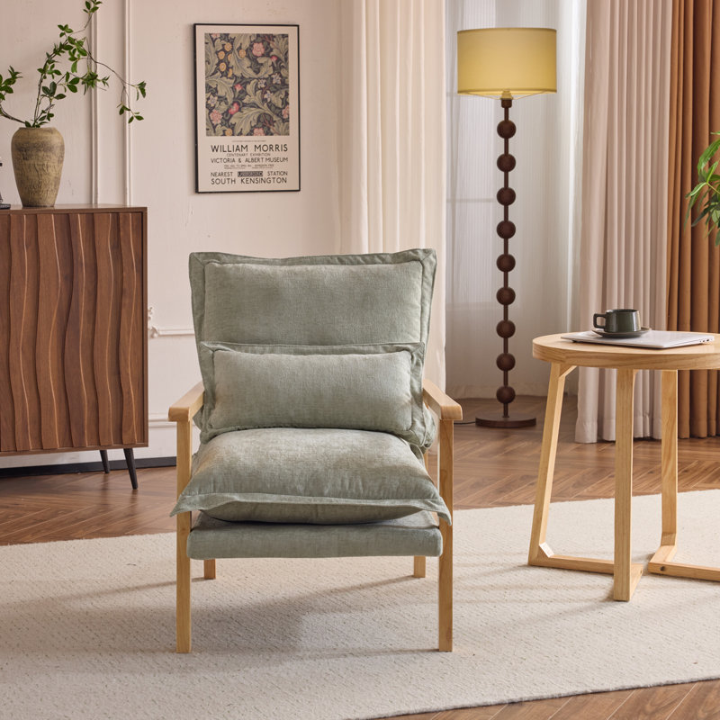 Upholstered Armchair, Mint Green Chenille