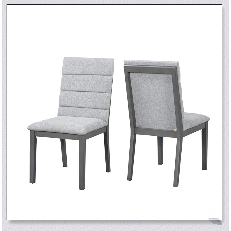 Ensemble de 2 chaises de salle à manger modernes à finition chêne gris et capitonnées, Gris
