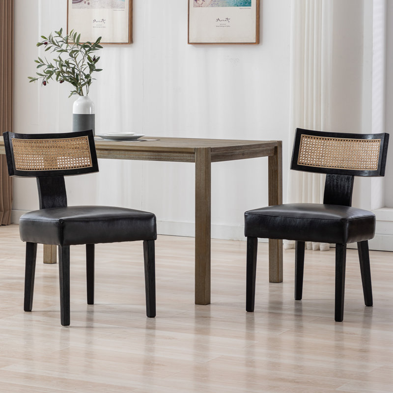 Chaises de salle à manger rembourrées Farhat, Bois, Noir, noir, noir, noir
