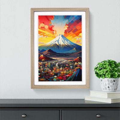 Mount Fuji Constructivism - Single Picture Frame Print on Wood