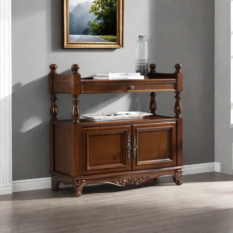 Une belle bibliothèque bien conçue, (2 Shelves) 31.4"H x 35.4"W x 14.9"D, Marron foncé