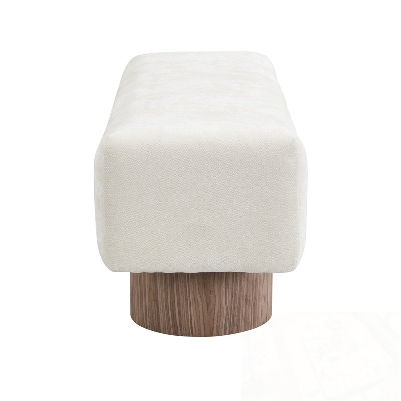 Banc rembourré avec pieds en bois robustes, Beige