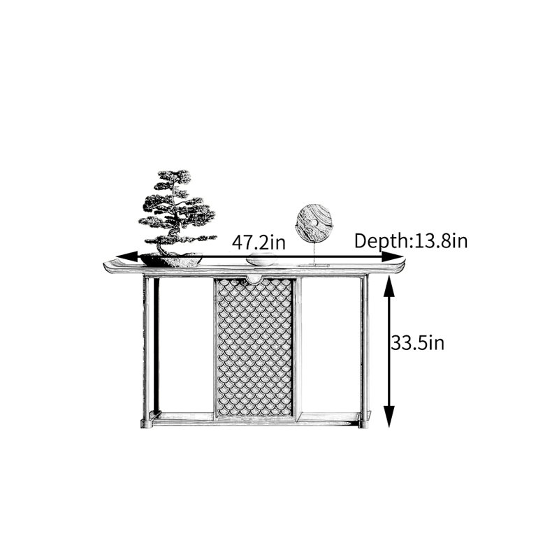 Nouvelle table d'entrée de style chinois, H 33,5 po x l 47,2 po x P 13,8 po