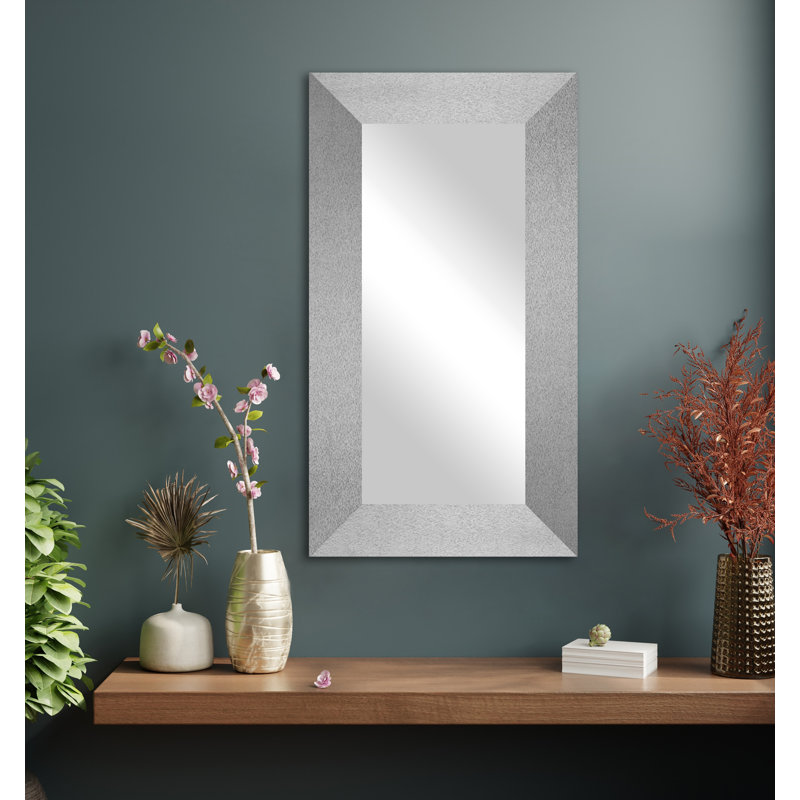 Miroir mural Maci Eileen, 33 po x 26 po, Argent platine