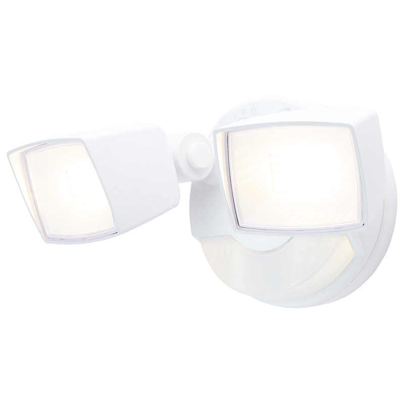 LED Security Light with Nightlight PIR Sensor Dual Head Field Selectable, White