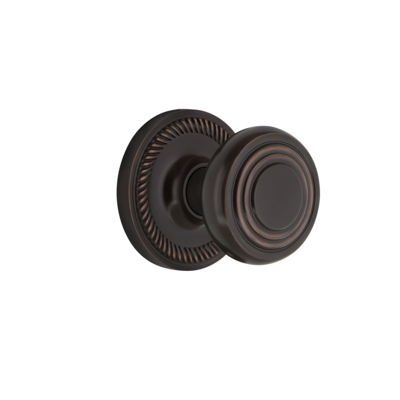 Rosette en corde avec poignée de porte décorative, 2 3/8, Bronze intemporel