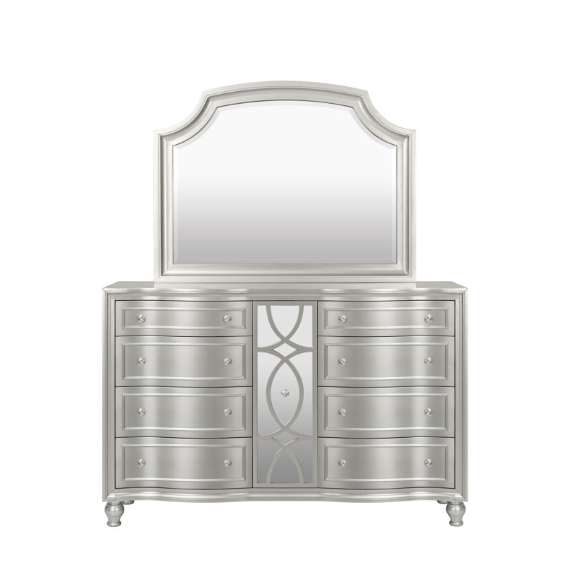 Commode en bois avec miroir Marila, gris