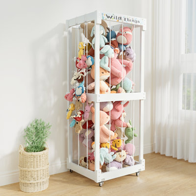 Stuffed Animal Storage, Toy Organizer With Wheels And Toy Chains