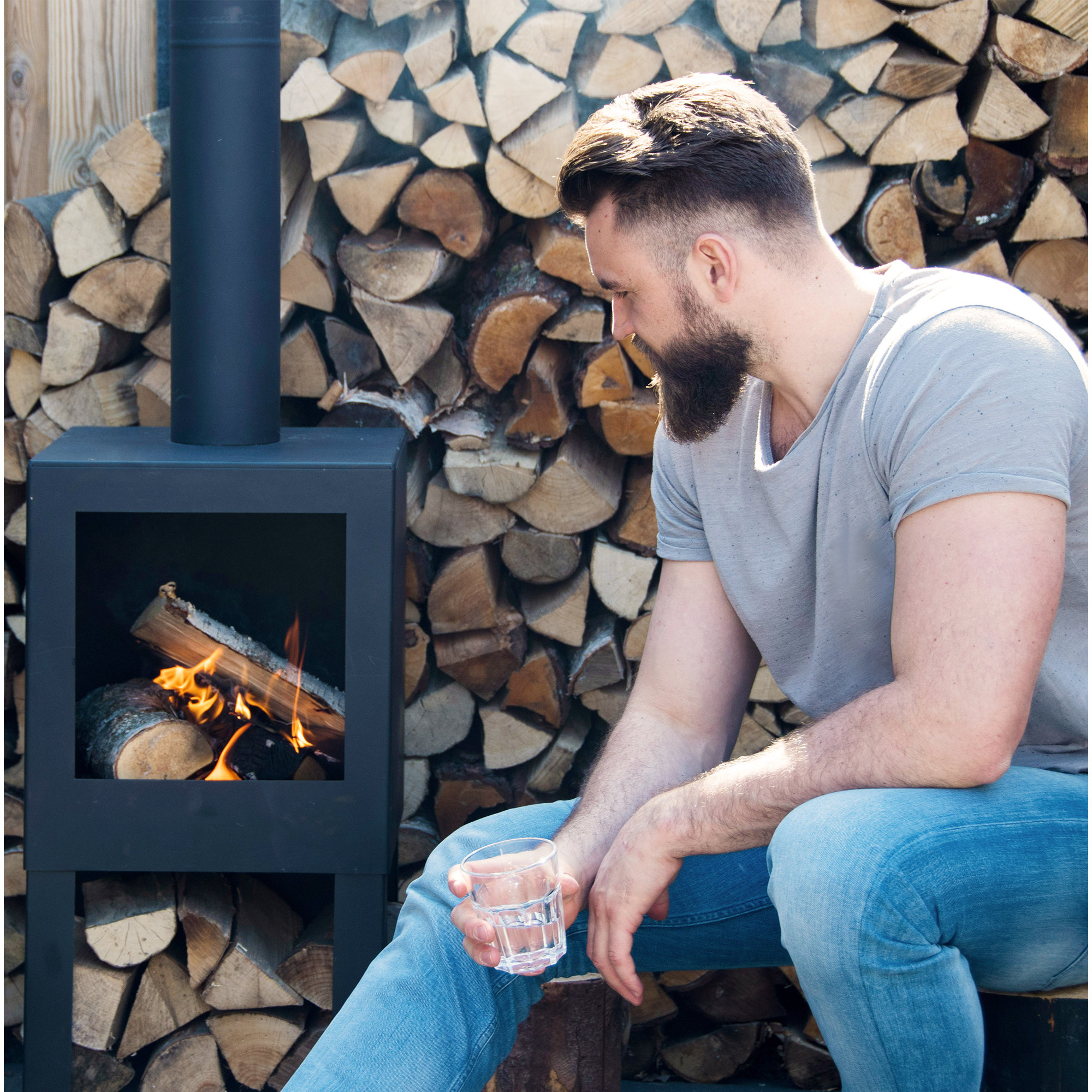 Ahmier Rectangle Outdoor Fireplace