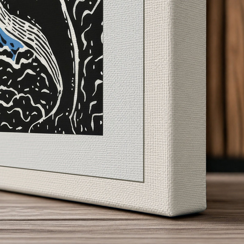 Leaping Whales Coastal - Wrapped Canvas, 36x24 - 91.4 x 61.0 cm, Cream Border