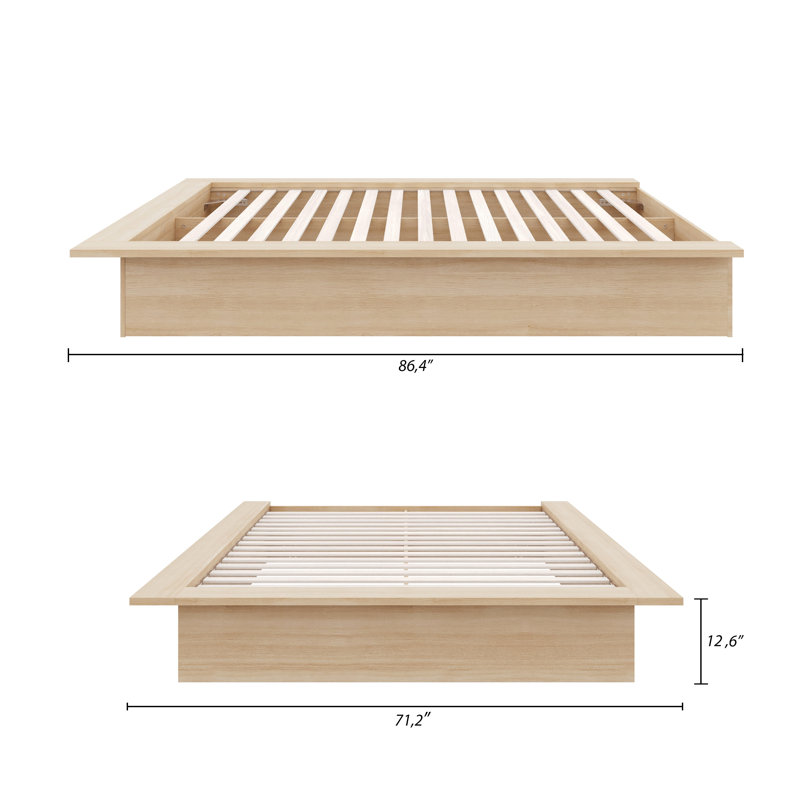 Botyu Platform Bed Frame, Queen, Beige