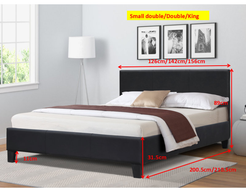 Bearden Upholstered Bed, Black, Small Double (4')
