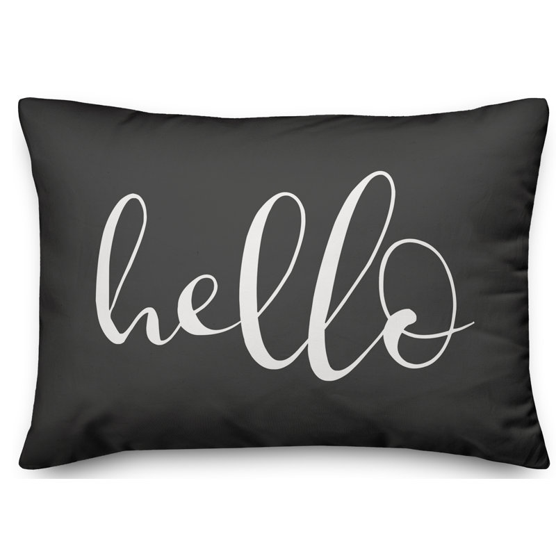  Housse et insert de coussin d'extérieur Hello, Gris anthracite/blanc