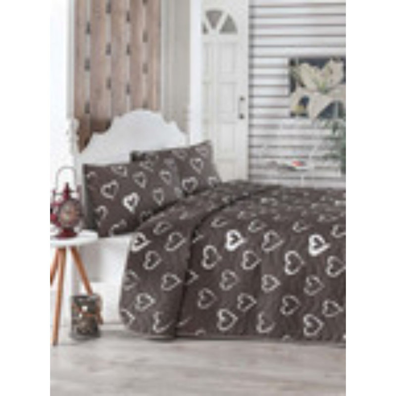 Edword Brown/White Cotton Blend Bedspread Set, 79" x 98" Bedspread + 2 Standard Pillowcases