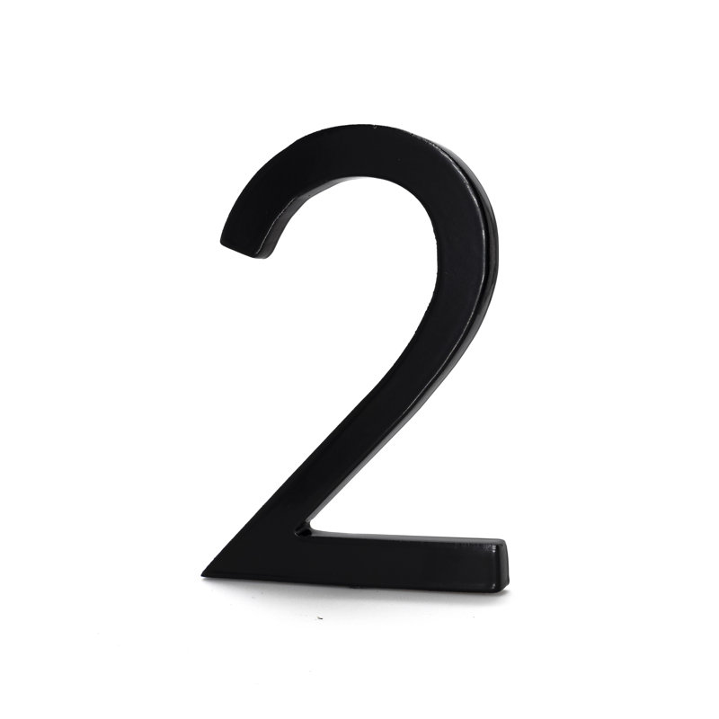 8 in. Floating Mount House Number, 2, Black
