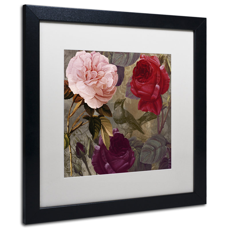 «Birds and Roses» par Jadaya, impression encadrée, Blanc, H 16 po x l 16 po x P 0,5 po