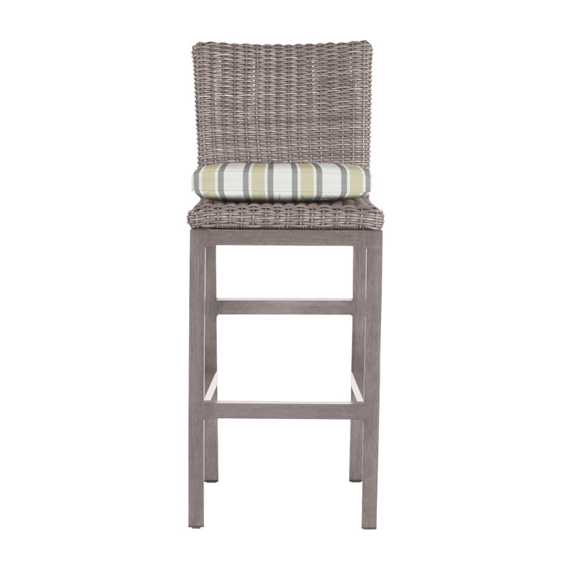 Rustic 30.5" Patio Bar Stool with Cushion, No Welt, Oyster, Verona Fossil