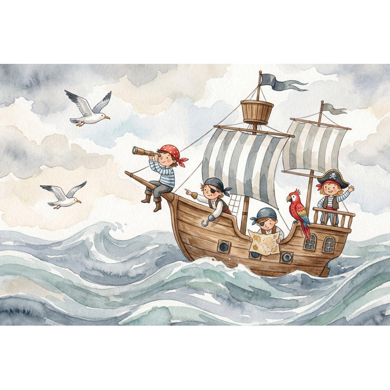 Papier peint fantaisiste pour enfants Pirate Adventure, Non tissé, 200 po x 120 po