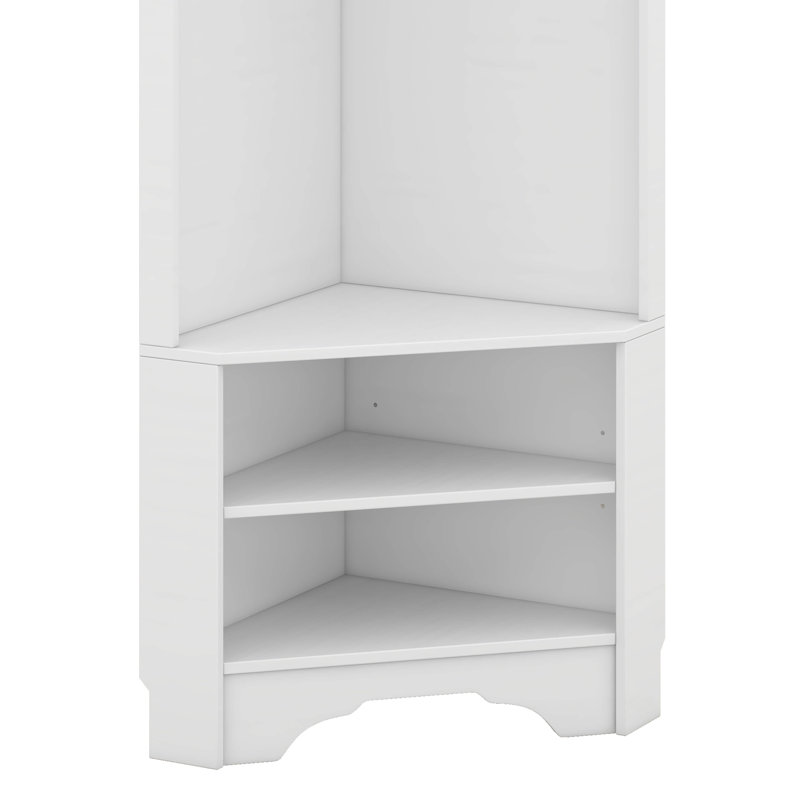All In One Hall Tree, Corner Hall Tree With Shoe Bench, Corner Cabinet With Adjustable Shelf And 4 Hooks, White