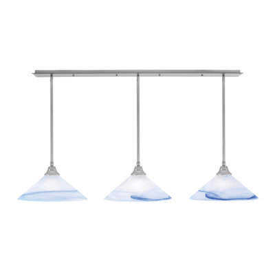 3 Light Stem Hung Linear Pendalier With Bubble Glass