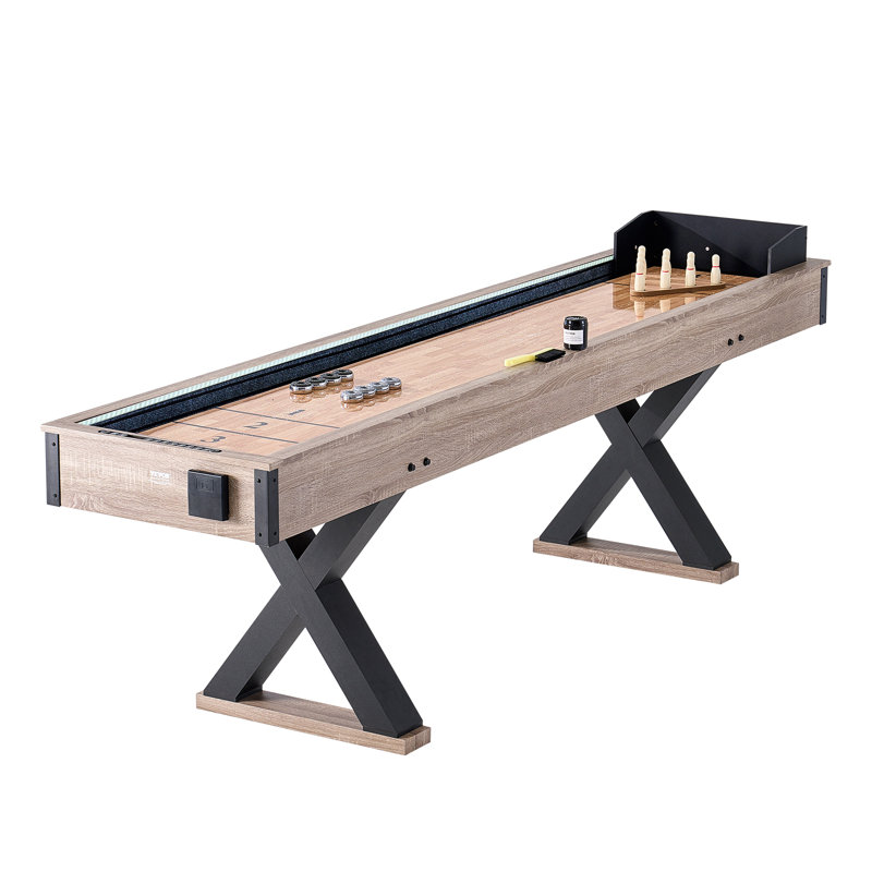 9 ft LED Shuffleboard Table 2 in 1 Shuffleboard and Bowling Combo Game Set