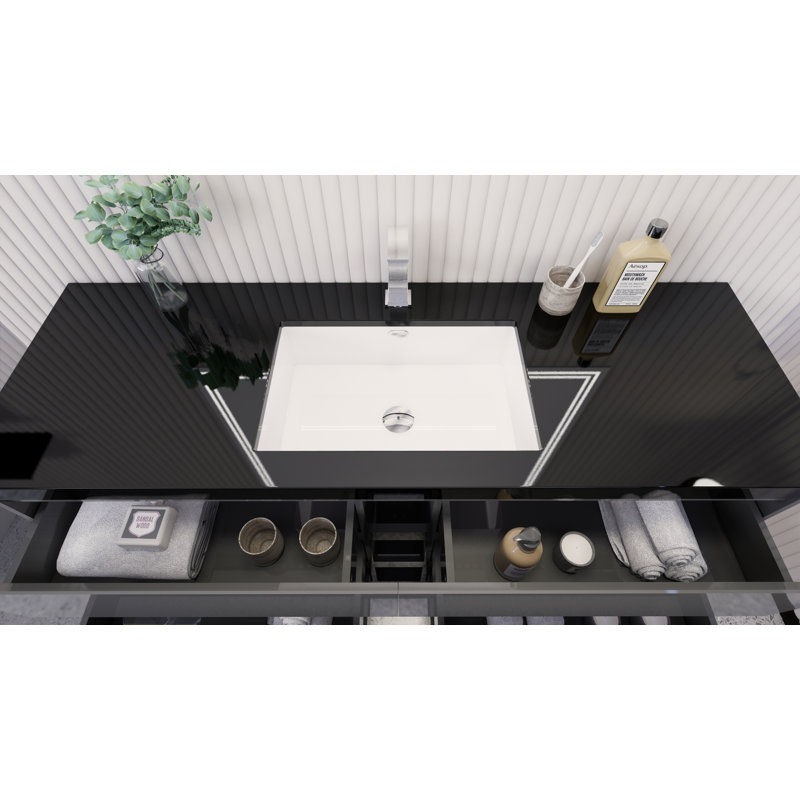 Ensemble de meuble-lavabo simple 59,5 po Santrice Royal, Gris ultrabrillant