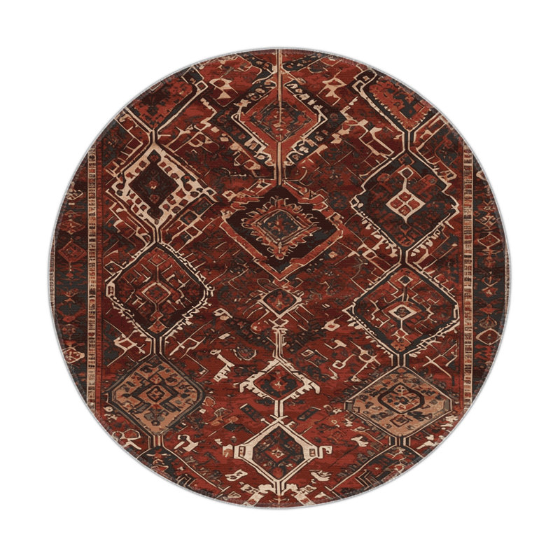 Tapis d'intérieur et d'extérieur noir Persian, Rond 5 pi