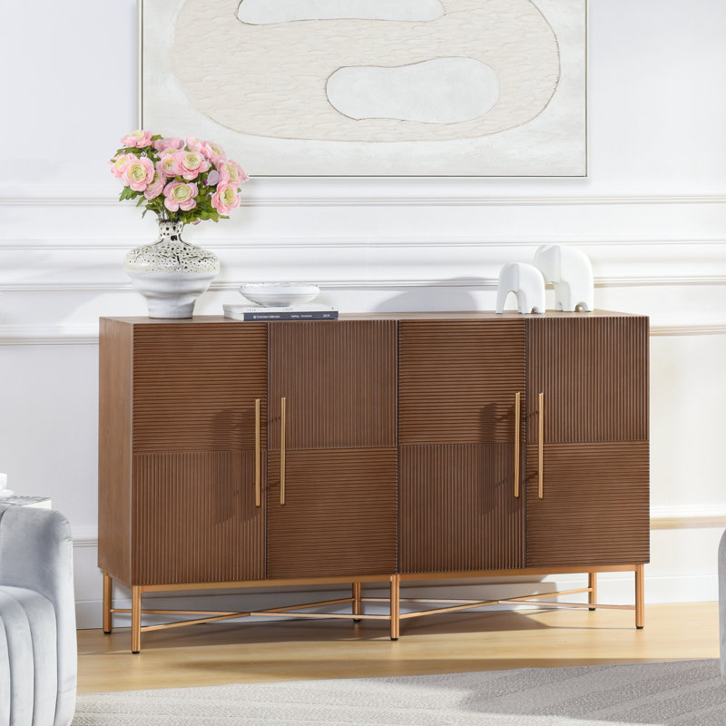 4-Door Wood Cabinet - Dark Natural