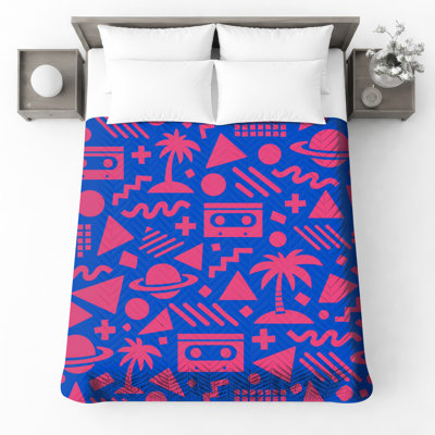 Couvre-lit matelassé rétro géométrique rose bleu toutes tailles