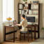 Bureau rectangulaire à 1 tiroir en bois massif et bois manufacturé brun noisette-264276600-264276596-264276595
