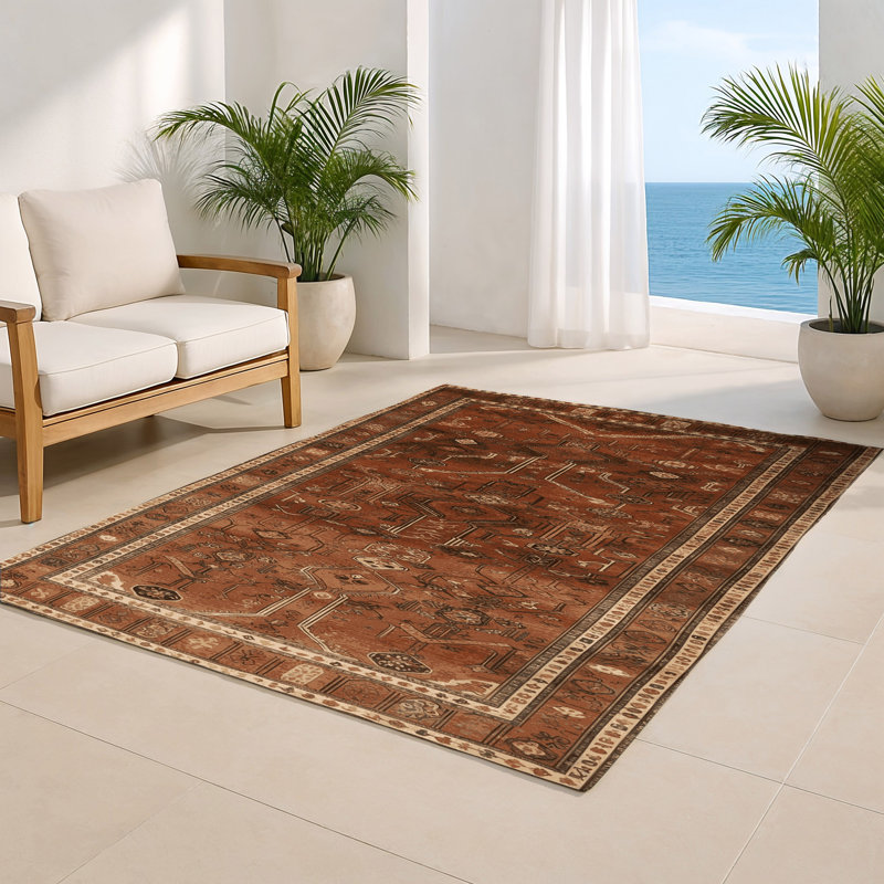 Tapis turc intérieur et extérieur brun, Rectangulaire 2 pi x 3 pi
