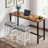 Long Bar Table Stool Set Industrial Metal Frame Padded Saddle Seats Space-Saving Bar Table Set