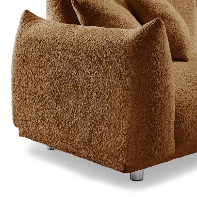 Arnya 225.8Cm Round Arms Sofa, Rust Boucle