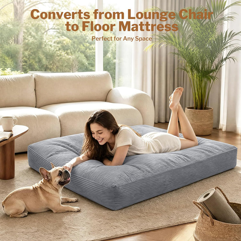 Fauteuil-sac géant, canapé-lit convertible en matelas, Dark Grey