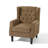 Duward Upholstered Brown Button Tufted Wingback Accent Chair with Rolled Arm and Thick Padded Cushion-452826159