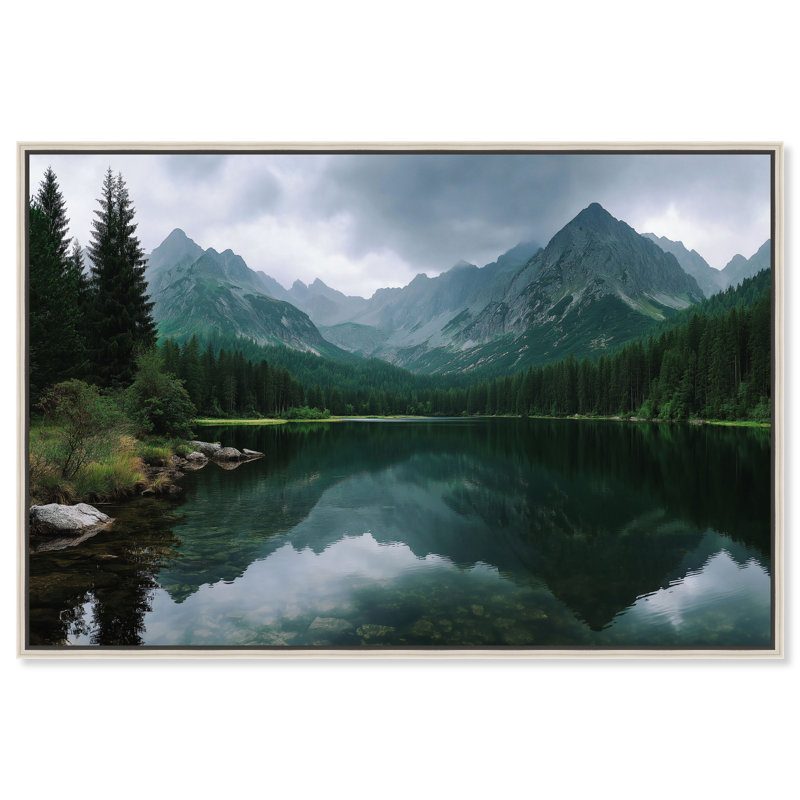 Mountain Mirror I Print by Oliver Gal, 17" H x 25" W, Silver Floater Frame
