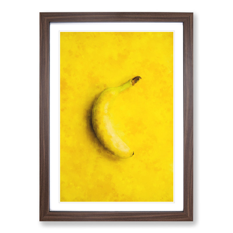 Yellow Banana - Picture Frame Graphic Art, Walnut Framed, 48cm H x 36cm W x 2cm D