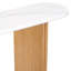 Console rustique étroite avec plateau ovale en faux marbre et pieds courbés-1193763780