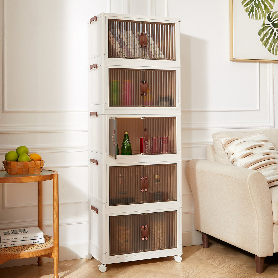 5 Layers Stackable Storage Box with Wheels for Home Living Room Office Wardrobe Latitude Run®