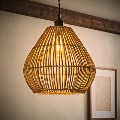 31 cm H Drum Bamboo Pendant Shade ( Screw On )