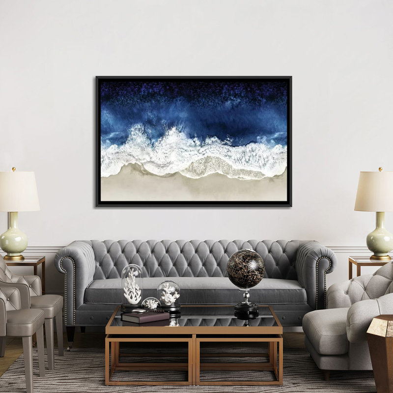 «Indigo Waves from Above II», impression sur toile, H 16 po x l 24 po, Noir, Impression encadrée