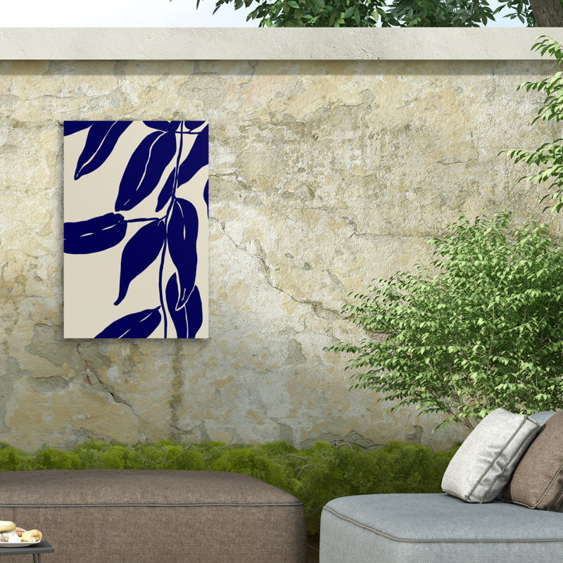 Treechild Blue Leafs Outdoor  Canvas, 30" H x 47" W