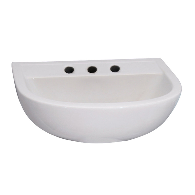 Lavabo de salle de bain mural compact en porcelaine vitrifiée avec trop-plein Compact 450, Centres de 8 po