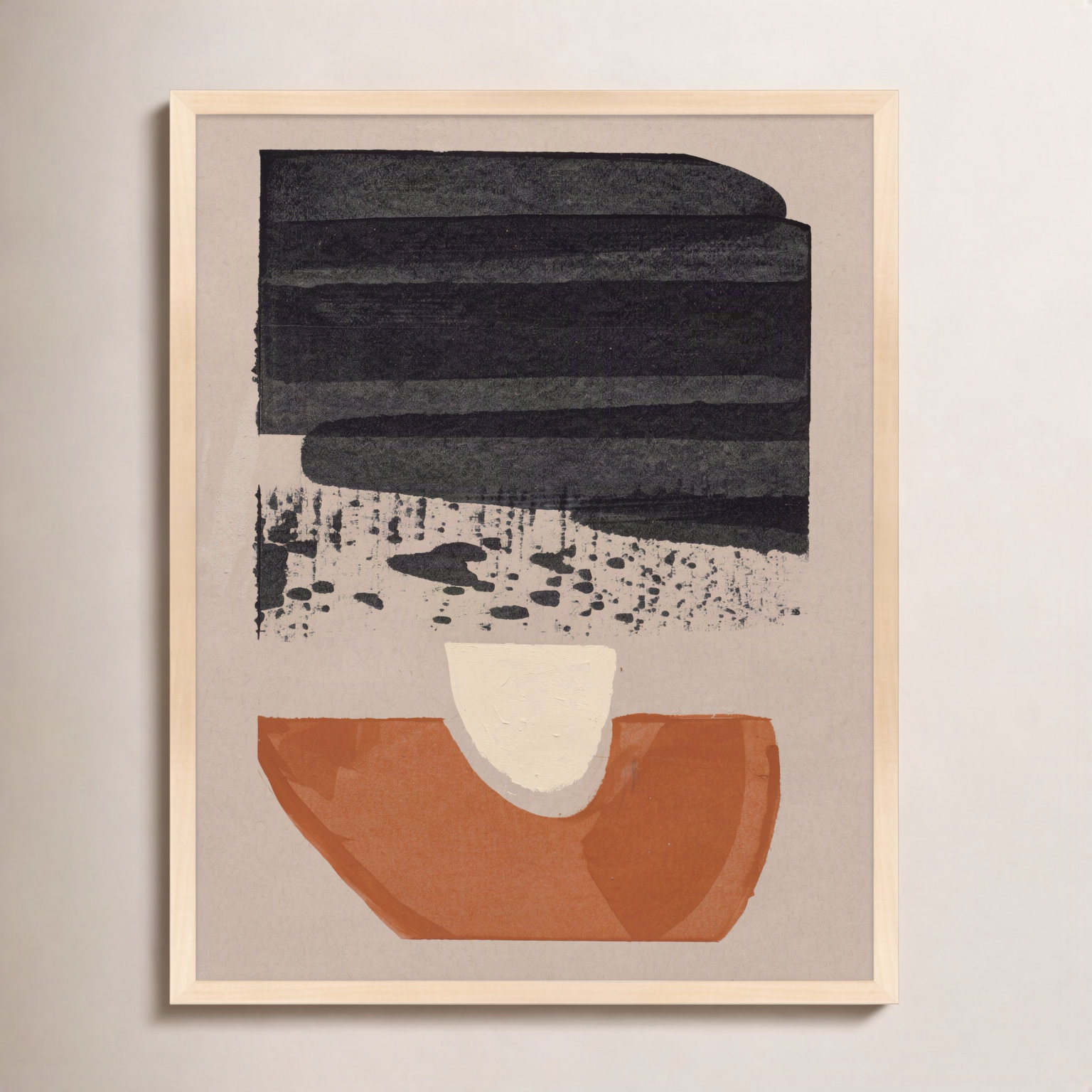 Madeline "Orange is New Black 3" Painting, 25" H x 20" W x 1.25" D, Brown Framed