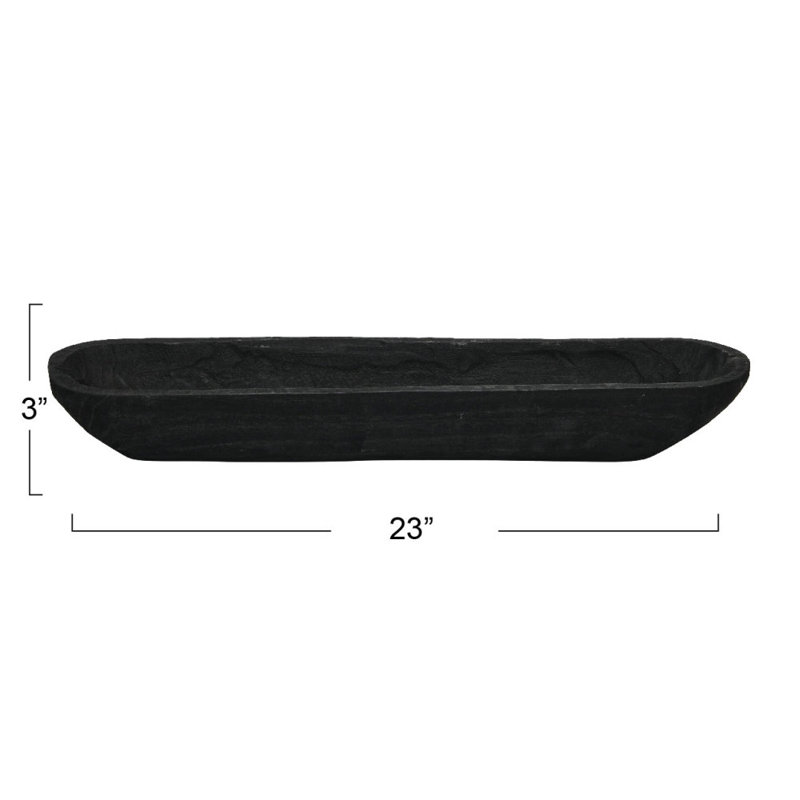 Decorative Paulownia Wood Bowl, Black, 3.1"H x 23"W x 6"D