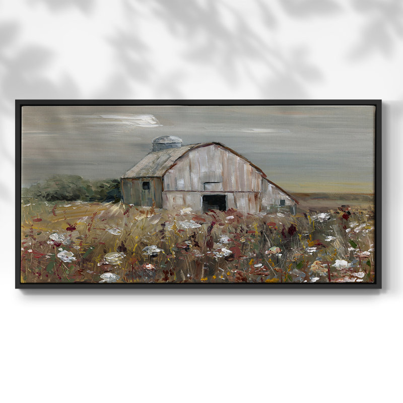 Wildflower Barn- Toile tendue avec châssis tendue, prête à accrocher, Noir, H 17 po x l 33 po