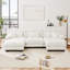 Élégant salon modulaire - canapé surdimensionné en U surdimensionné en chenille blanc, 2 repose-pieds, canapé à assise profonde avec