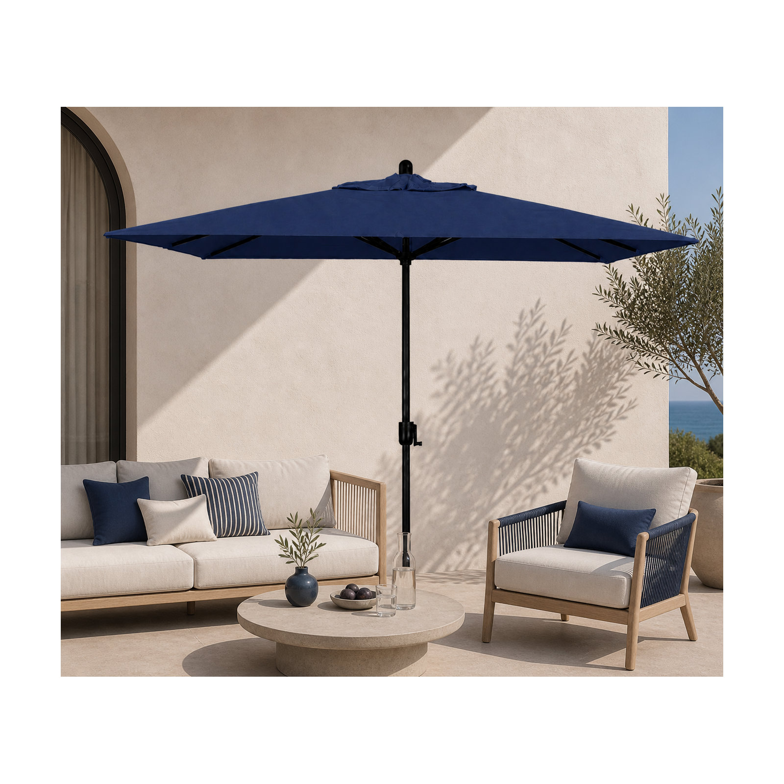 Olivier 116.7'' Outdoor Umbrella, Black Sapphire, Navy Sunbrella®