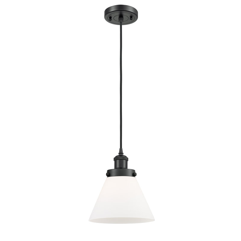 Mini-luminaire suspendu à cordon 1 lumière 8 po Ballston Urban Cone, Blanc mat, Noir mat, Ampoule non incluse